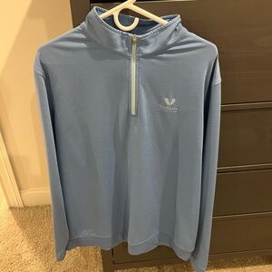 Peter Millar light blue quarter zip with Valhalla logo size xl